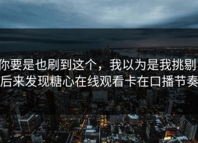 你要是也刷到这个，我以为是我挑剔，后来发现糖心在线观看卡在口播节奏