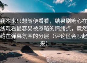 我本来只想随便看看，结果刷糖心在线观看最容易被忽略的情绪点，竟然藏在弹幕氛围的分层（评论区会吵起来）