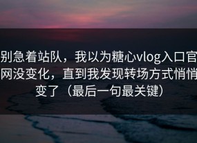 别急着站队，我以为糖心vlog入口官网没变化，直到我发现转场方式悄悄变了（最后一句最关键）