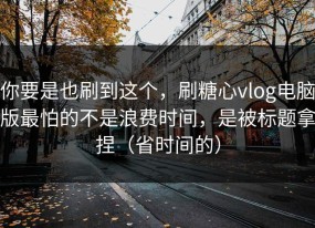 你要是也刷到这个，刷糖心vlog电脑版最怕的不是浪费时间，是被标题拿捏（省时间的）