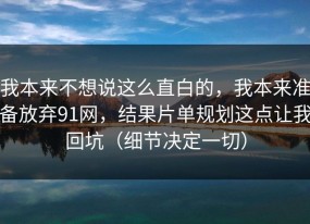 我本来不想说这么直白的，我本来准备放弃91网，结果片单规划这点让我回坑（细节决定一切）