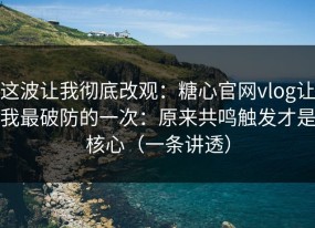这波让我彻底改观：糖心官网vlog让我最破防的一次：原来共鸣触发才是核心（一条讲透）