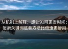 从机制上解释：想让91网更省时间：搜索关键词这套方法比倍速更管用