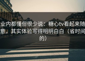 业内都懂但很少说：糖心tv看起来随意，其实体验写得明明白白（省时间的）