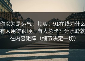 你以为是运气，其实：91在线为什么有人用得很顺、有人总卡？分水岭就在内容矩阵（细节决定一切）