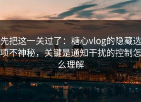 先把这一关过了：糖心vlog的隐藏选项不神秘，关键是通知干扰的控制怎么理解