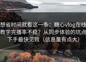 想省时间就看这一条：糖心vlog在线教学完播率不稳？从同步体验的坑点下手最快见效（信息量有点大）