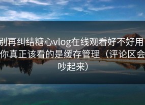 别再纠结糖心vlog在线观看好不好用：你真正该看的是缓存管理（评论区会吵起来）