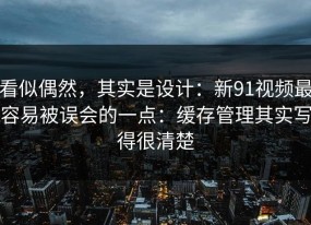 看似偶然，其实是设计：新91视频最容易被误会的一点：缓存管理其实写得很清楚