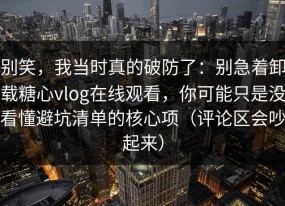 别笑，我当时真的破防了：别急着卸载糖心vlog在线观看，你可能只是没看懂避坑清单的核心项（评论区会吵起来）