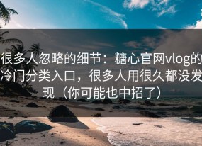 很多人忽略的细节：糖心官网vlog的冷门分类入口，很多人用很久都没发现（你可能也中招了）