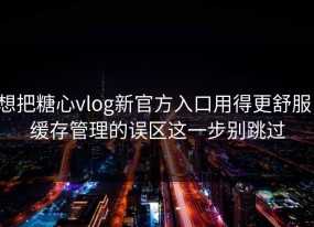 想把糖心vlog新官方入口用得更舒服：缓存管理的误区这一步别跳过