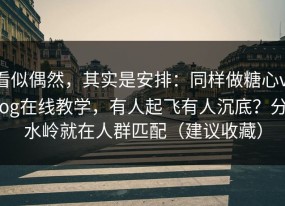 看似偶然，其实是安排：同样做糖心vlog在线教学，有人起飞有人沉底？分水岭就在人群匹配（建议收藏）