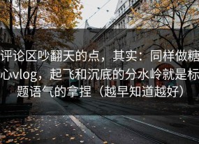 评论区吵翻天的点，其实：同样做糖心vlog，起飞和沉底的分水岭就是标题语气的拿捏（越早知道越好）