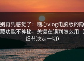 别再凭感觉了：糖心vlog电脑版的隐藏功能不神秘，关键在误判怎么用（细节决定一切）