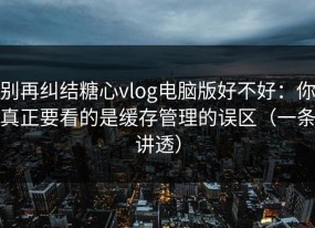 别再纠结糖心vlog电脑版好不好：你真正要看的是缓存管理的误区（一条讲透）