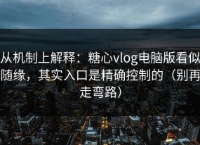 从机制上解释：糖心vlog电脑版看似随缘，其实入口是精确控制的（别再走弯路）