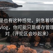 你要是也有这种感觉，别急着喷糖心官网vlog，你可能只是缓存管理没调对（评论区会吵起来）