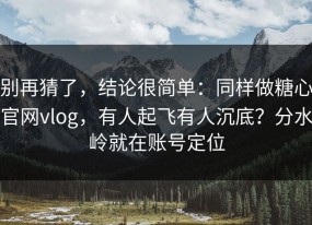 别再猜了，结论很简单：同样做糖心官网vlog，有人起飞有人沉底？分水岭就在账号定位