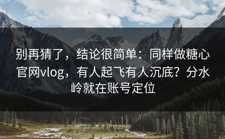 别再猜了,结论很简单:同样做糖心官网vlog,有人起飞有人沉底?分水岭就在账号定位 别再猜了,结论很简单:同样做糖心官网vlog,有人起飞有人沉底?分水岭就在账号定位
