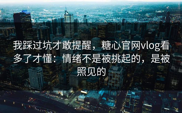 我踩过坑才敢提醒，糖心官网vlog看多了才懂：情绪不是被挑起的，是被照见的