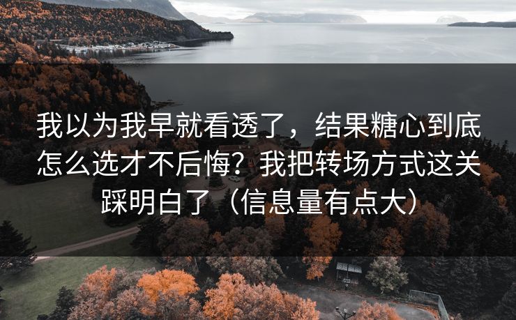 我以为我早就看透了，结果糖心到底怎么选才不后悔？我把转场方式这关踩明白了（信息量有点大）