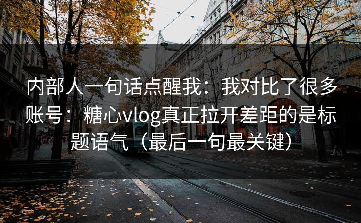 内部人一句话点醒我：我对比了很多账号：糖心vlog真正拉开差距的是标题语气（最后一句最关键）