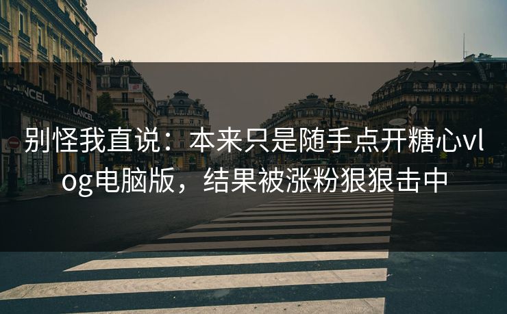 别怪我直说：本来只是随手点开糖心vlog电脑版，结果被涨粉狠狠击中