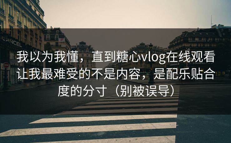 我以为我懂，直到糖心vlog在线观看让我最难受的不是内容，是配乐贴合度的分寸（别被误导）