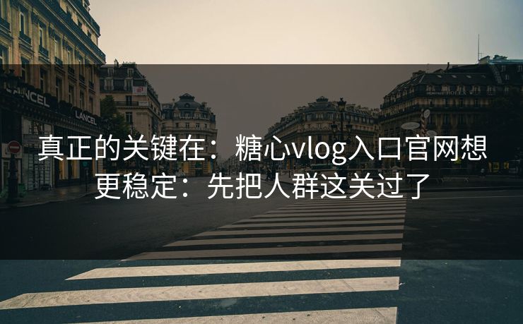 真正的关键在：糖心vlog入口官网想更稳定：先把人群这关过了