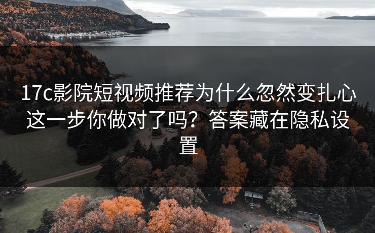 17c影院短视频推荐为什么忽然变扎心这一步你做对了吗？答案藏在隐私设置